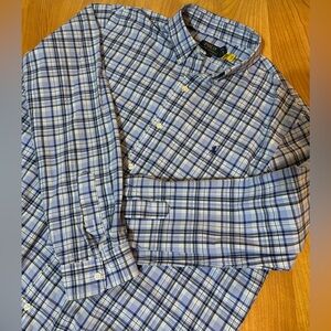 Polo Ralph Lauren Shirt Mens XL Blue Plaid Pony Long Sleeve Button Down Cotton